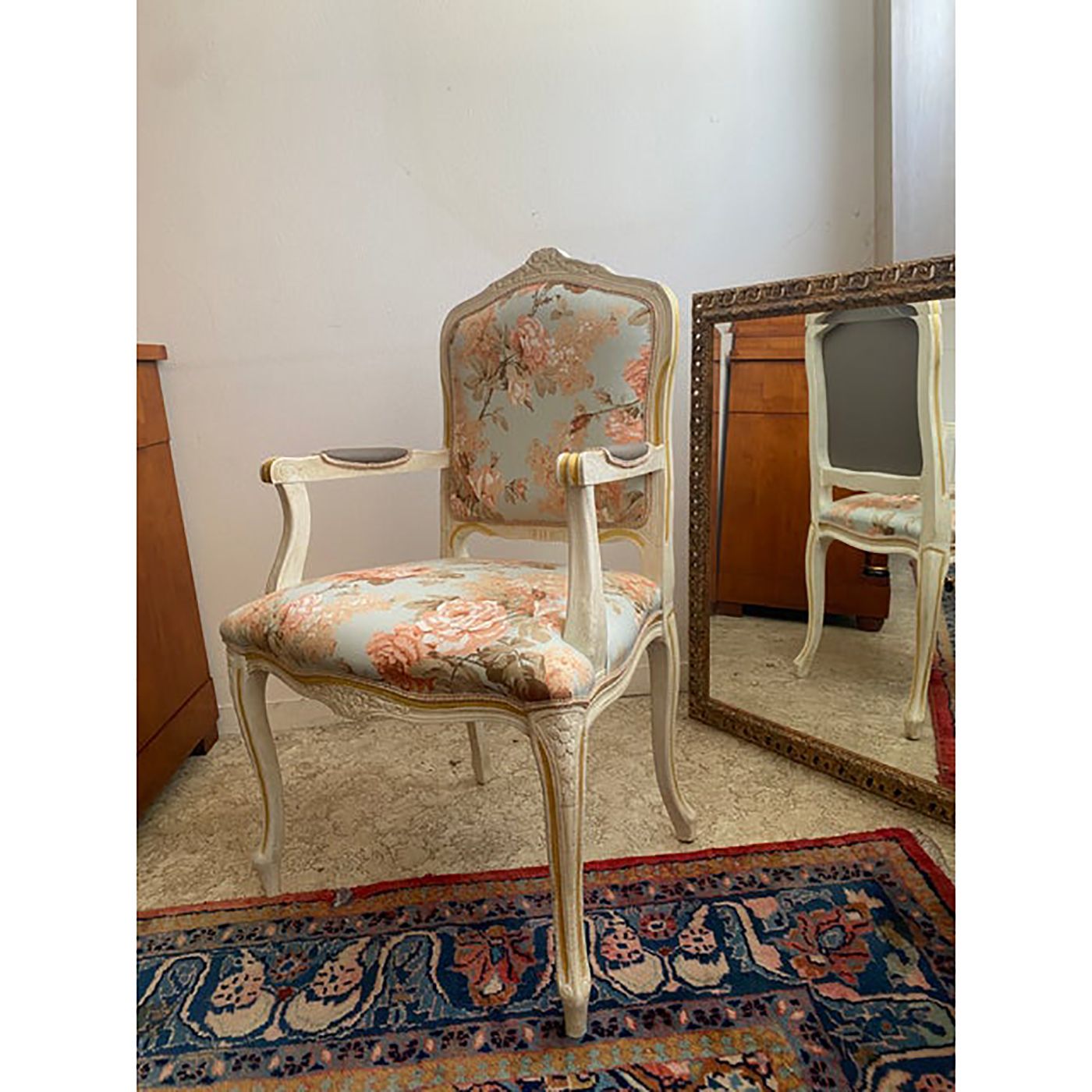 Set Of Two Contemporary Ivory And Pink Floral Chairs photo Furniture