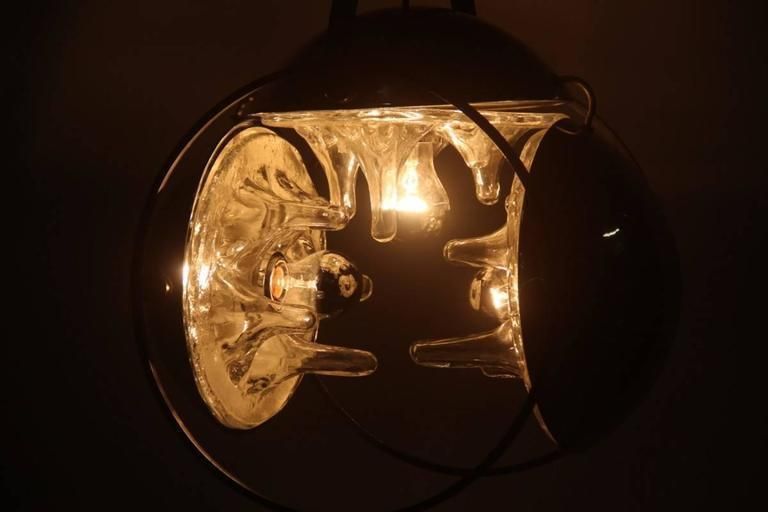 Italian Mazzega Chandelier Steel And Glass, 1970s photo for sale