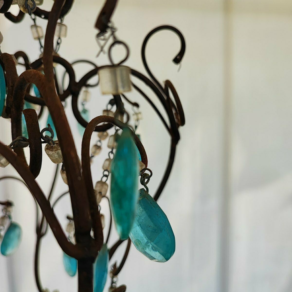 1940s Iron And Glass Crystal Chandelier photo furniture