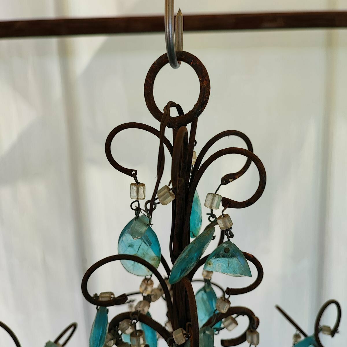 705.0 1940s Iron And Glass Crystal Chandelier photo