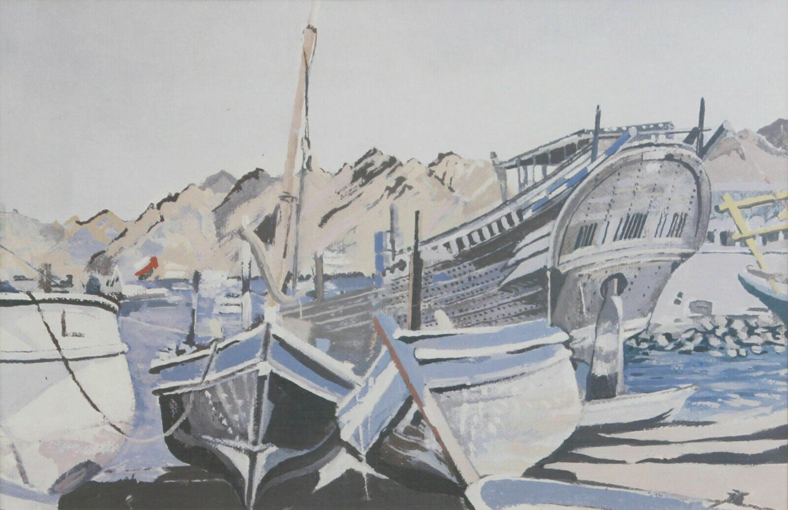 Print From An Oil Of Oman Boats By John Bawtree. photo furniture