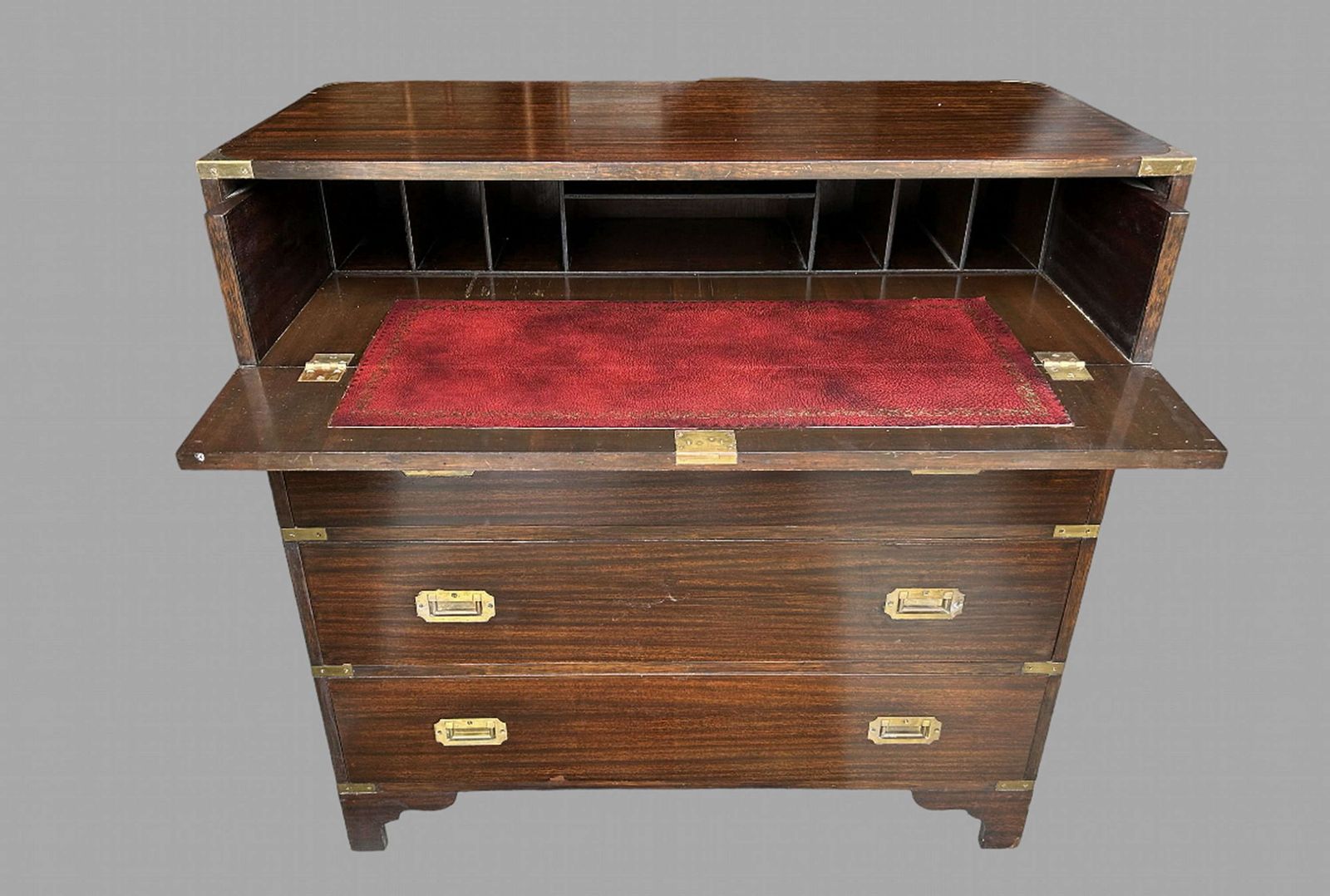 A Mahogany Veneer Campaign Style Secretaire/Chest Of Drawers photo furniture