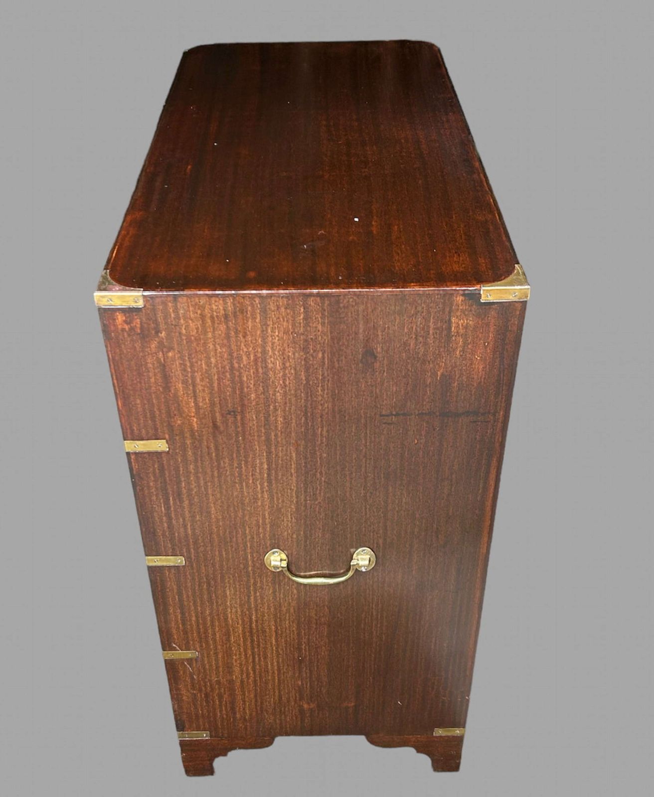 A Mahogany Veneer Campaign Style Secretaire/Chest Of Drawers photo vinterior