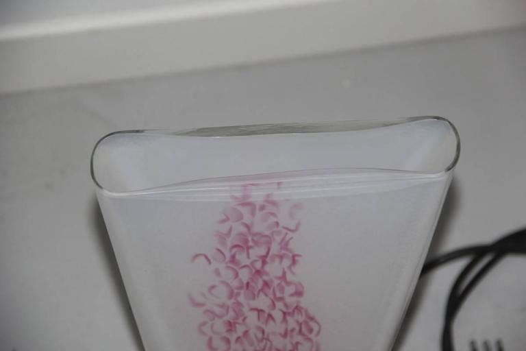 Ve Art Murano Glass Italian Design Murano Art, 1970s Table Lamp Pink White Color photo vinterior