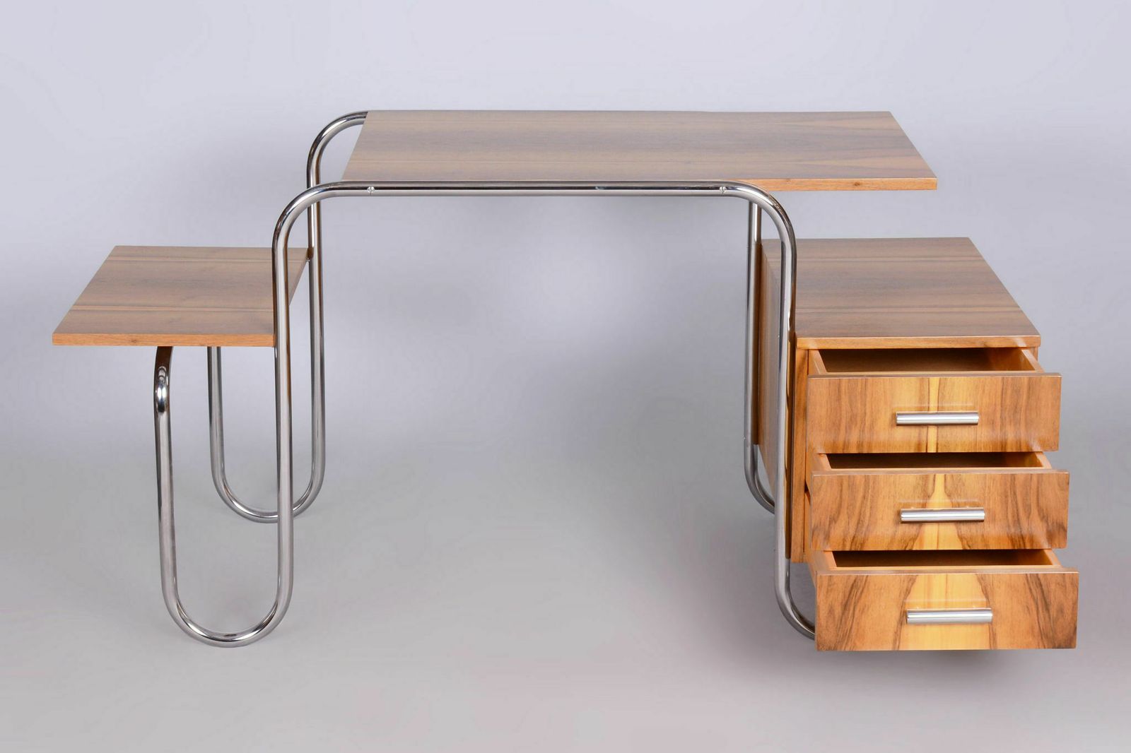 Restored Bauhaus Writing Desk, By André Lurcat, Walnut, New Polish, Czech, 1930s photo furniture