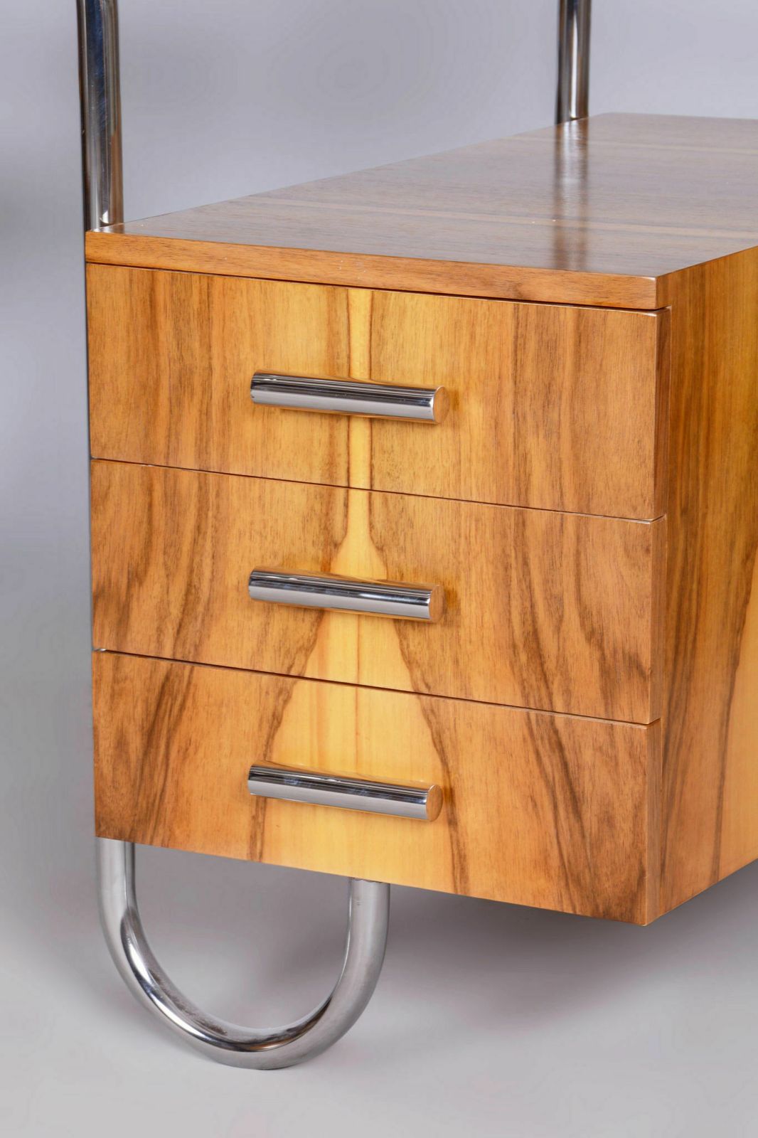 Restored Bauhaus Writing Desk, By André Lurcat, Walnut, New Polish, Czech, 1930s photo vintage