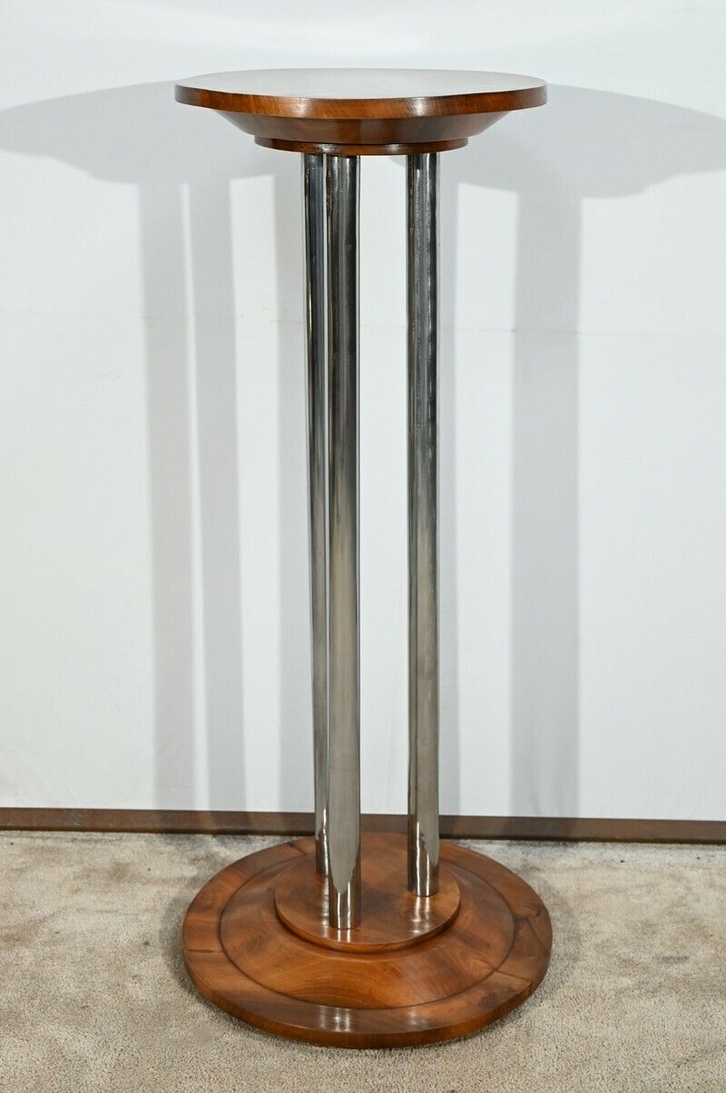 Bolster In Walnut And Chromed Metal, Art Deco – 1930 photo Home Decor