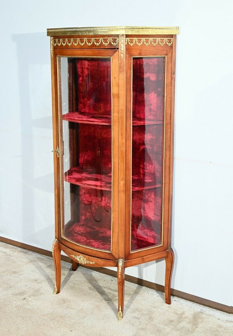Small Showcase In Light Cherry, Louis XV/Louis XVI Transition – Early 20th Century photo for sale