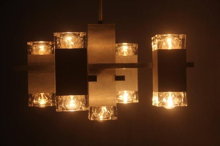 Sculpture Sciolari Chandelier Aluminum Design And Glass, 1970s photo vinterior