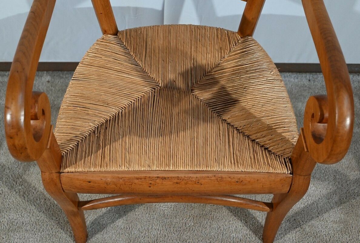 Pair Of Estate Armchairs In Solid Cherry, Restoration Period – 1st Part 19th photo 2521.00806435