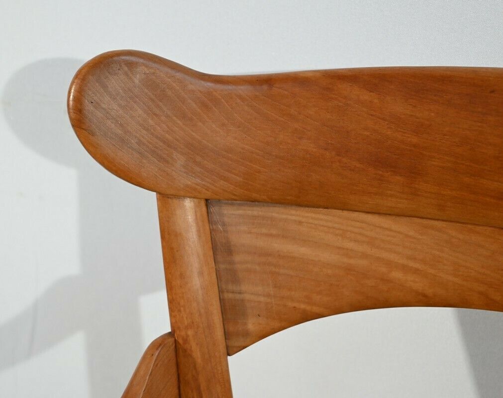 Furniture Pair Of Estate Armchairs In Solid Cherry, Restoration Period – 1st Part 19th photo