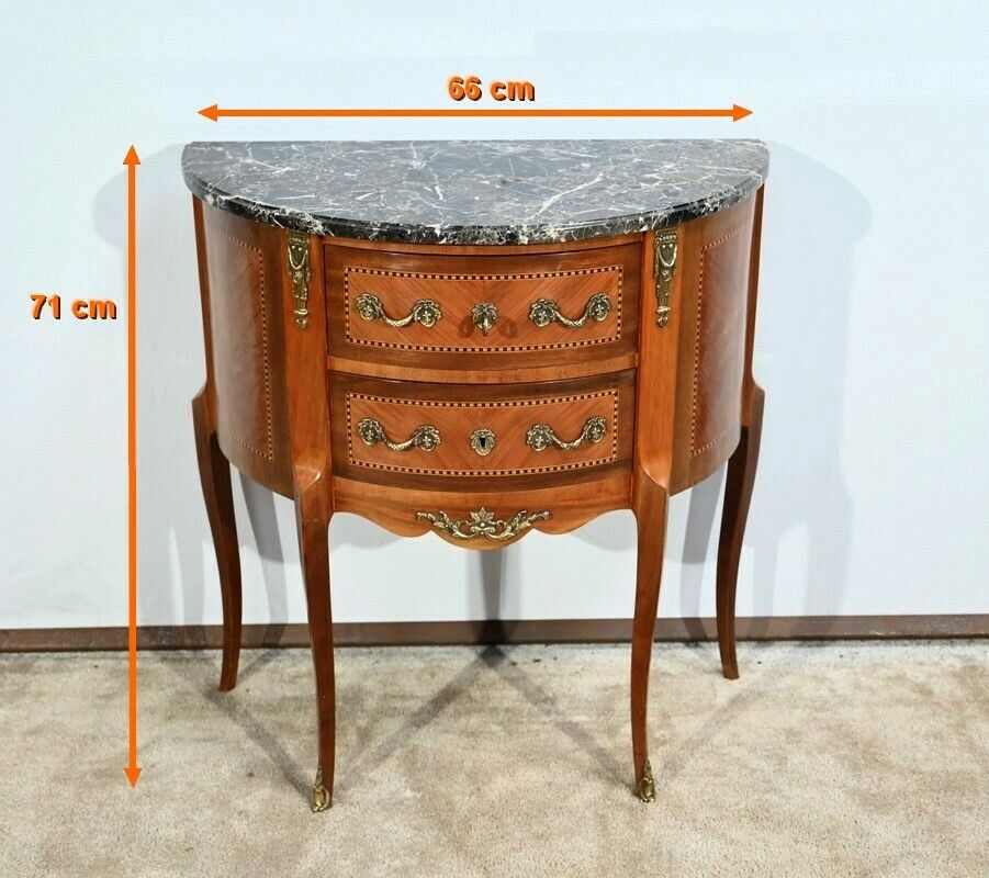 Small Half Moon Chest Of Drawers In Rosewood, Louis XV/Louis XVI Transition Style – 1st Part 20th photo for sale