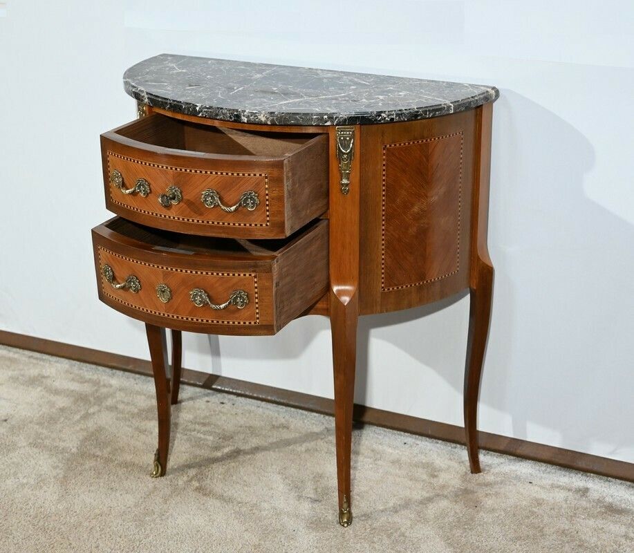 Small Half Moon Chest Of Drawers In Rosewood, Louis XV/Louis XVI Transition Style – 1st Part 20th photo 1620.58870991