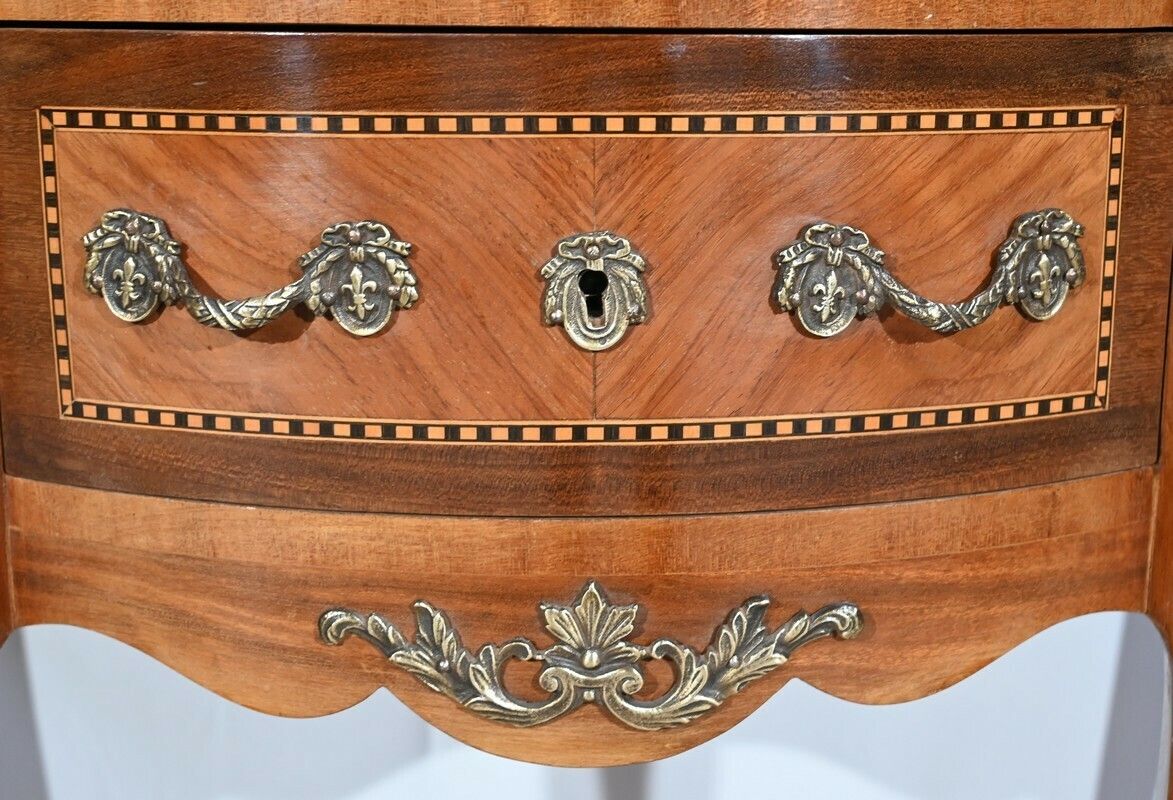 photo buy Small Half Moon Chest Of Drawers In Rosewood, Louis XV/Louis XVI Transition Style – 1st Part 20th