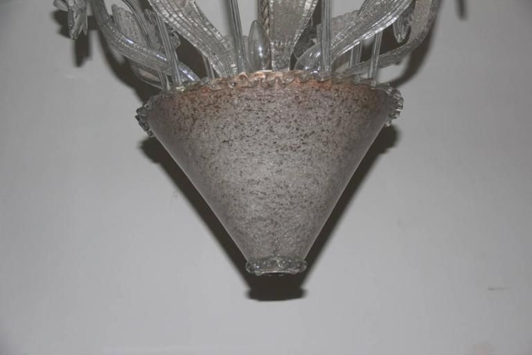 Special And Elegant Chandelier In Murano Glass Barovier Rugiadoso, 1940s photo for sale