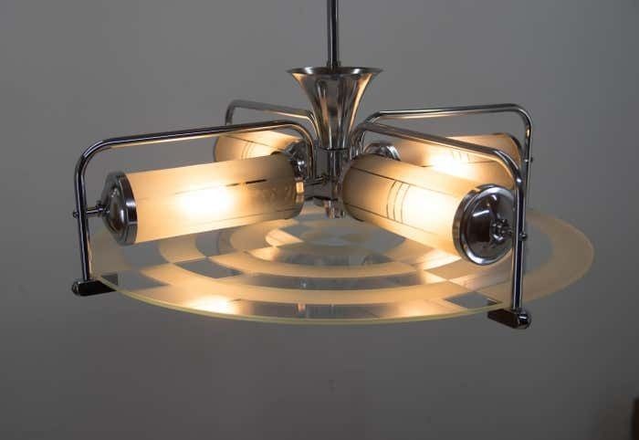 Rare Art Deco / Functionalist Tubular Chandelier, 1930s photo 3375.0