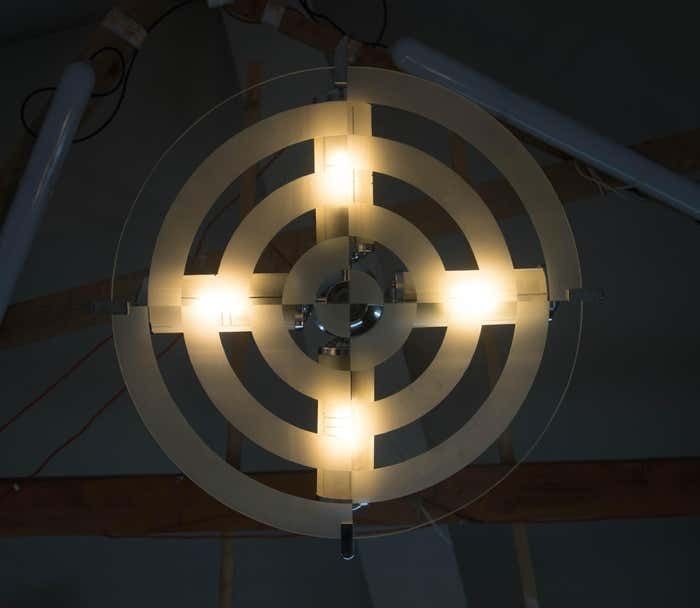 Rare Art Deco / Functionalist Tubular Chandelier, 1930s photo vinterior
