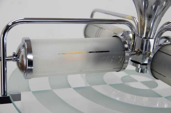 photo furniture Rare Art Deco / Functionalist Tubular Chandelier, 1930s