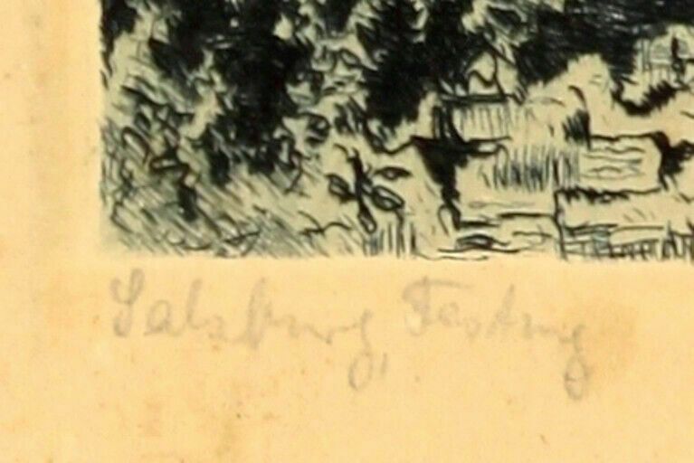 Etching By Reis Titled "Salsburg Festung" photo Art