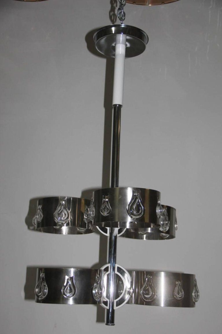 Steel Crystal Chandeliers, 1970s Italian Design photo furniture