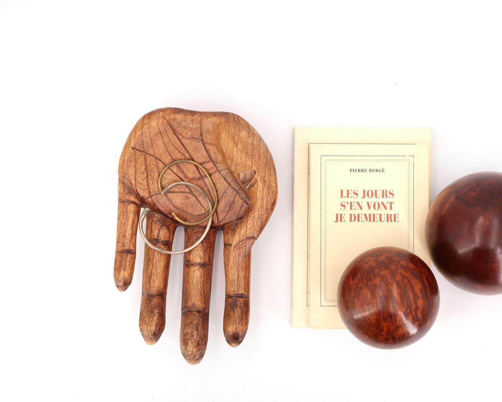Houten Handschaal, Ca. Jaren 1970 / Sculptuur, Folk, Boho Chic, Bohemian, Schaal, Geluksbrenger, Amulet photo vinterior