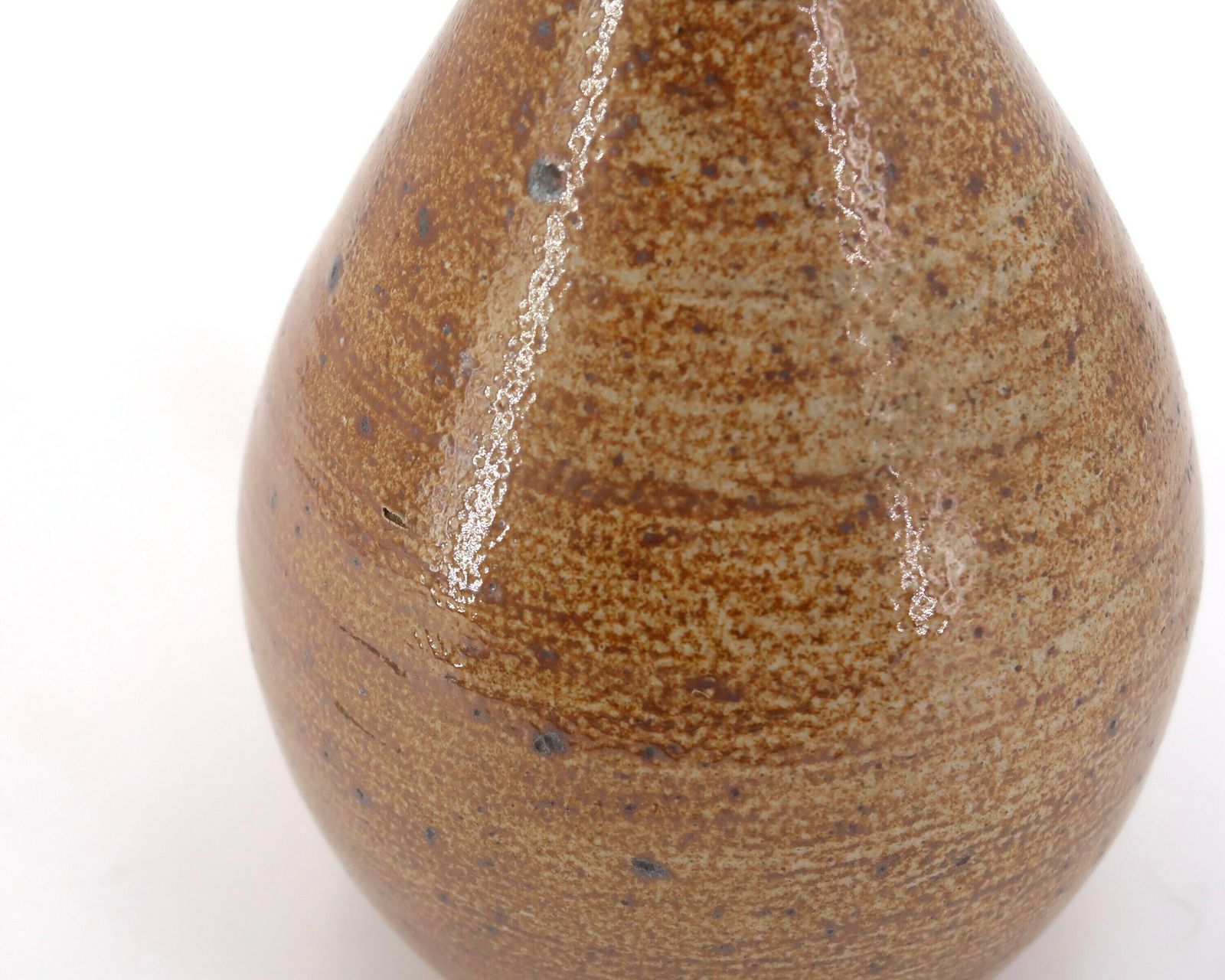 Huge Ceramic Table Lamp, Wool Shade, 1960s / Boho Chic, Folk, Country, Brown, Potter photo vinterior