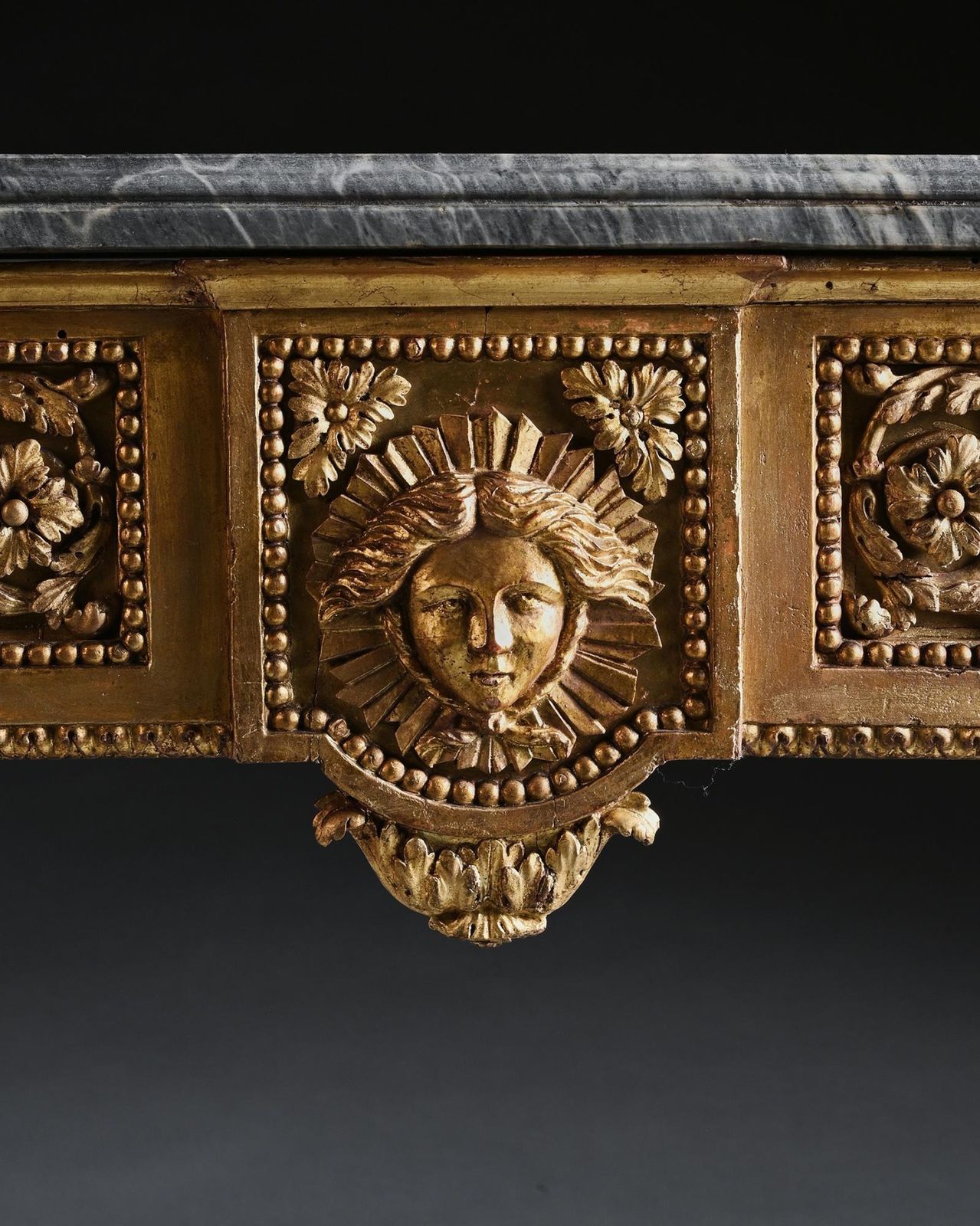 Late 18th Century Italian Carved Giltwood Marble Top Console Table photo Furniture