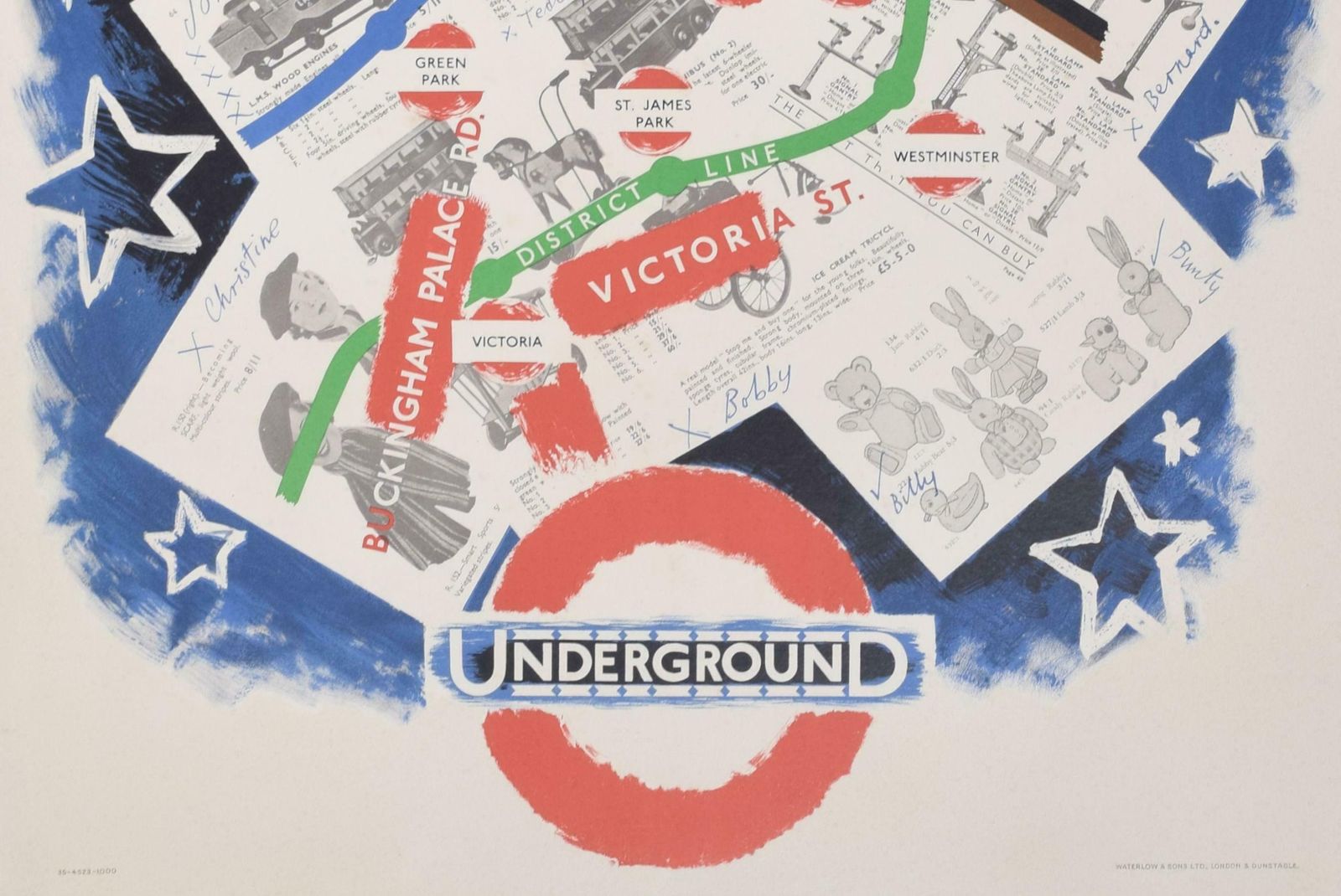Clifford & Rosemary Ellis London Underground Map Of London Christmas Poster By Clifford And Rosemary Ellis 1935 photo 2150.0