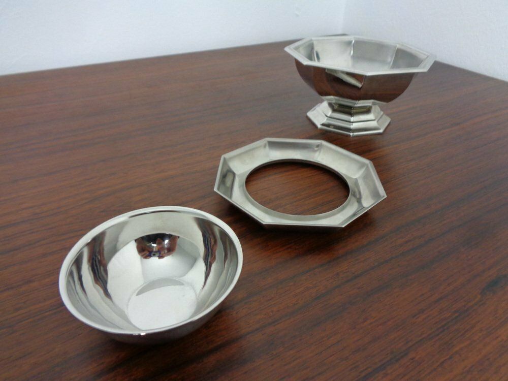 French Stainless Steel Caviar Bowl By Jean Couzon, 1970s photo vintage