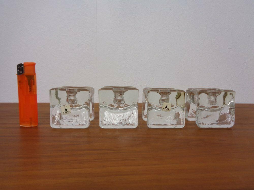 Finnish Ice Glass Candlesticks By Timo Sarpaneva For Juhava 1970s Set Of 4 photo furniture