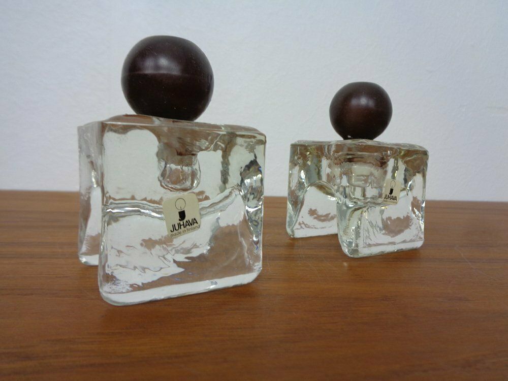 Finnish Ice Glass Candlesticks By Timo Sarpaneva For Juhava 1970s Set Of 4 photo 131.0