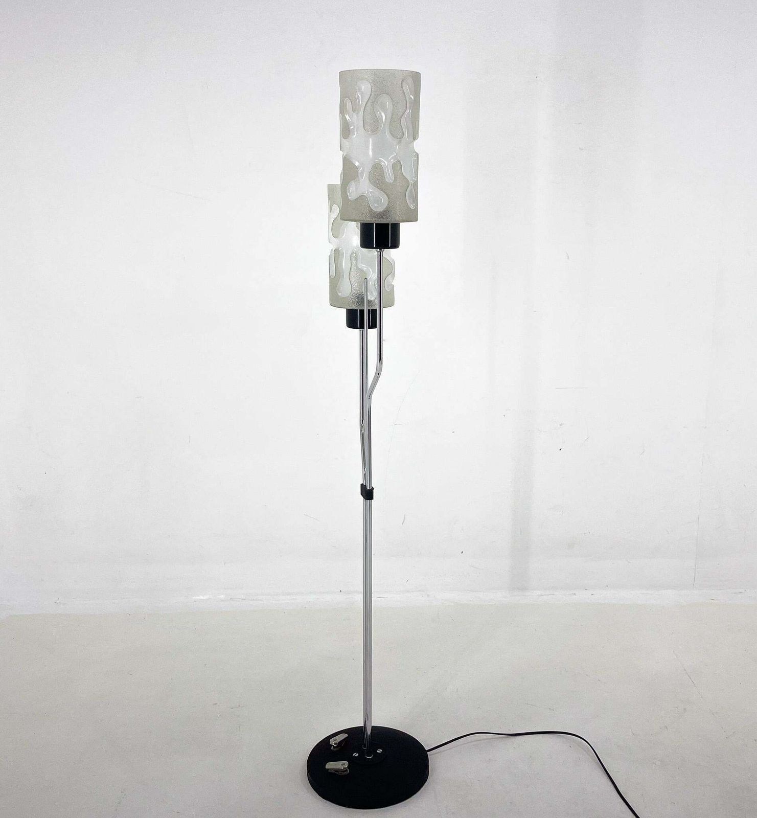 1970s Chrome & Glass Floor Lamp By Lidokov, Labeled, Czechoslovakia photo for sale