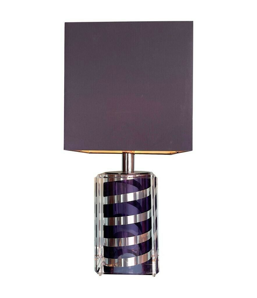 A Large Italian 1970s Romeo Rega Lucite And Chrome Lamp In Purple And Chrome