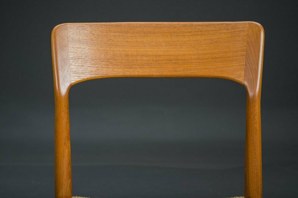 Danish Teak Wicker Dining Chair By Henning Kjaernulf For Koruo Stolefabrik, 1960s photo 350.0