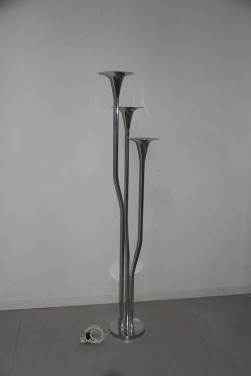 Reggiani Floor Lamp Steel Design Trumpets Italian Design 1970 photo for sale