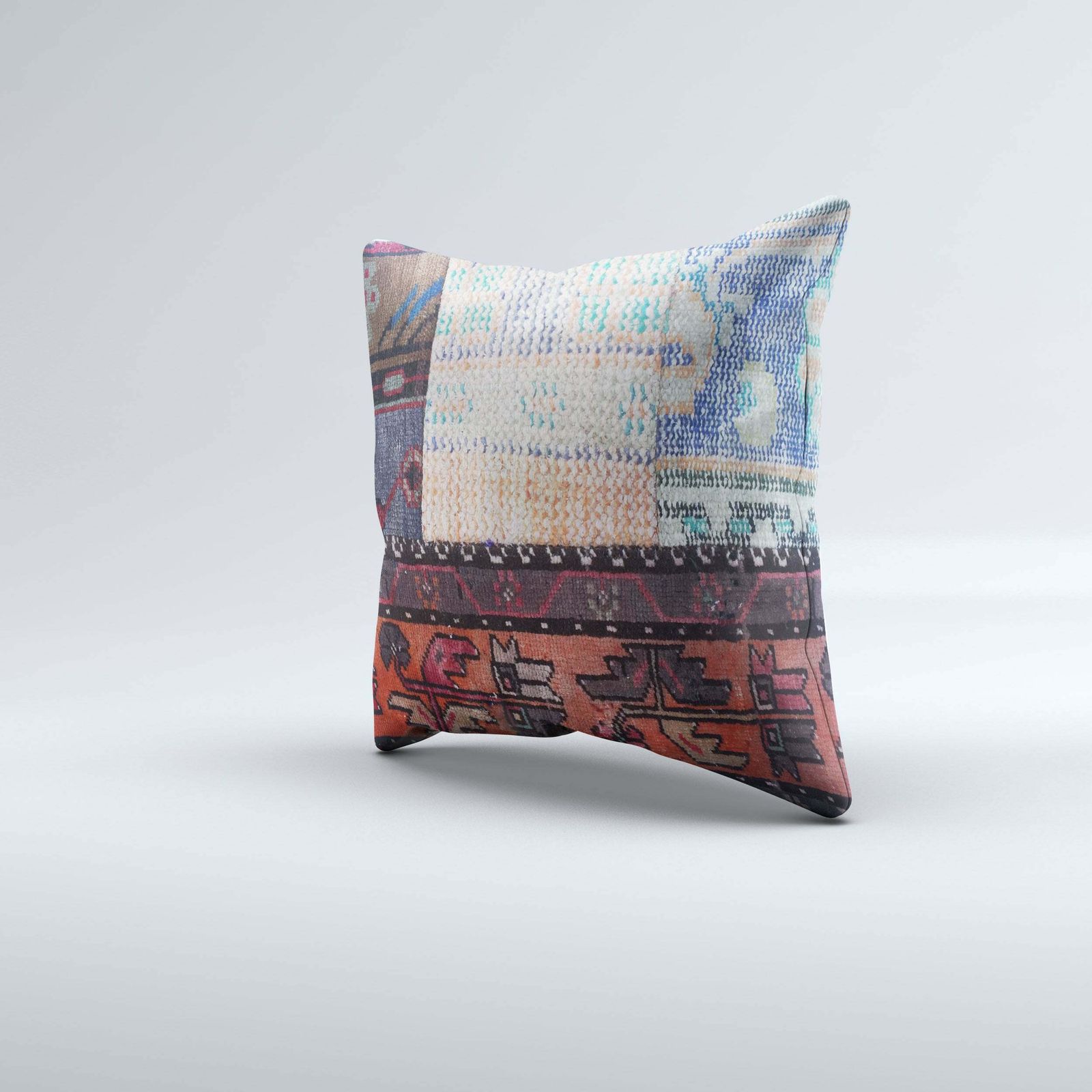 Carpet Cushion Cover, Pillow Case 50x50cm Turkish Kilim, Handmade 50542 photo for sale