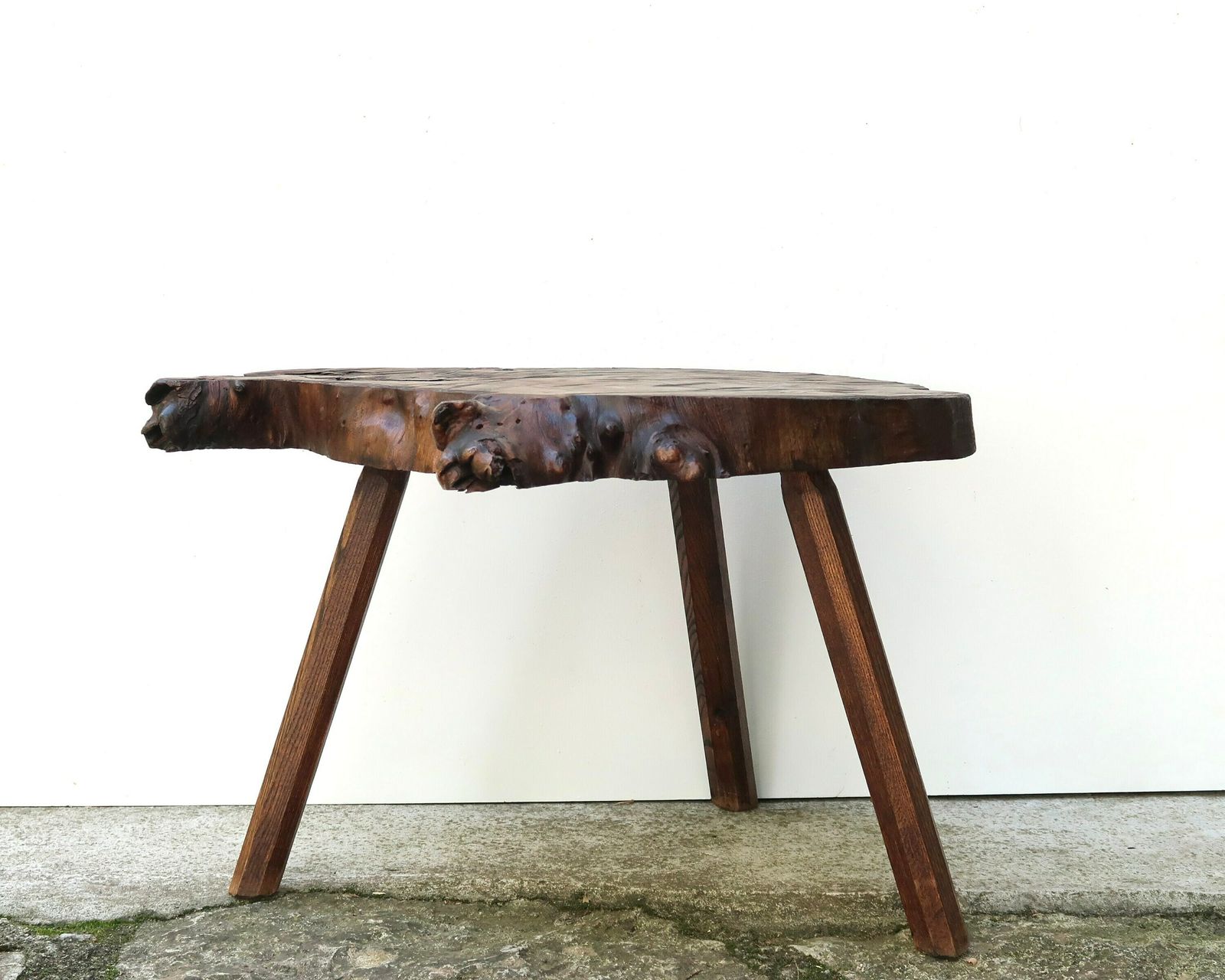 Large French Wood End Table / Coffee Table / Night Table, 1950s / Rustic, Nature, Natural, Cottage, Farmhouse Decor photo for sale