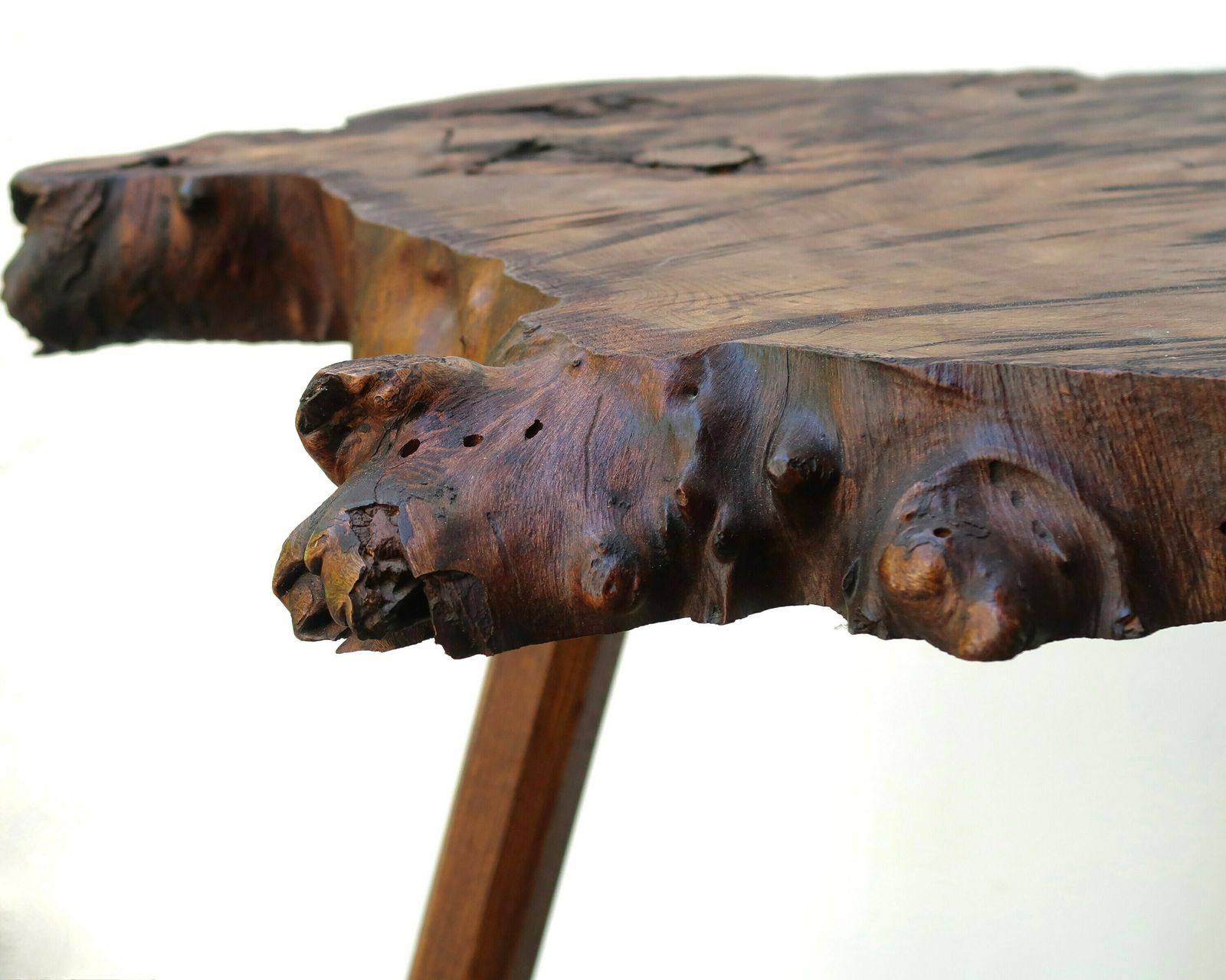 Large French Wood End Table / Coffee Table / Night Table, 1950s / Rustic, Nature, Natural, Cottage, Farmhouse Decor photo vintage