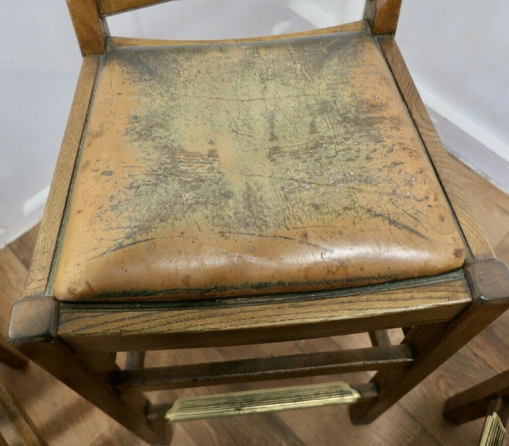 A Rare Trio Of Arts And Crafts High Bar Stools, In Golden Oak photo buy