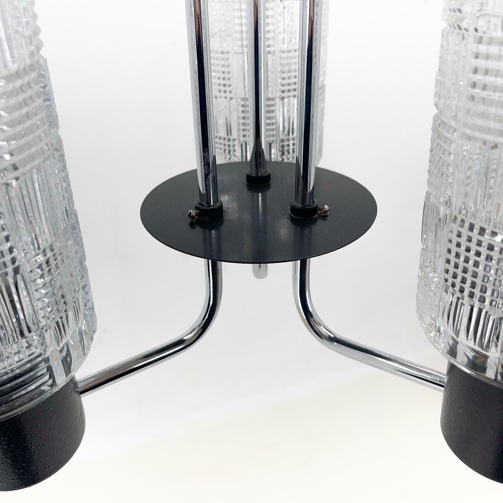 1970s Chrome, Glass & Metal Chandelier, Czechoslovakia photo vinterior