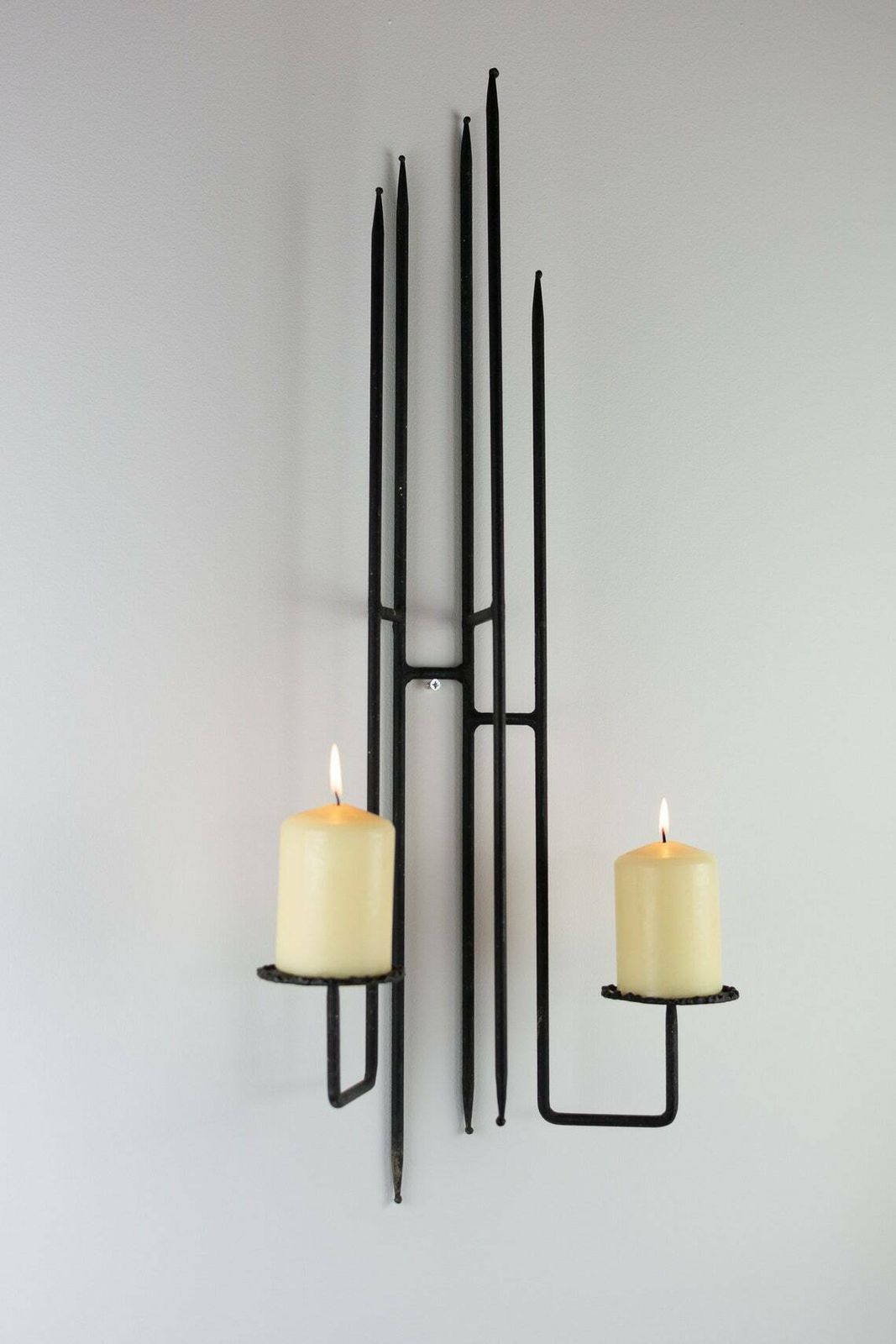 photo for sale 1960's Brutalist Wall Mounted Candle Holder, Iron Worked, German. Mid Century Modern