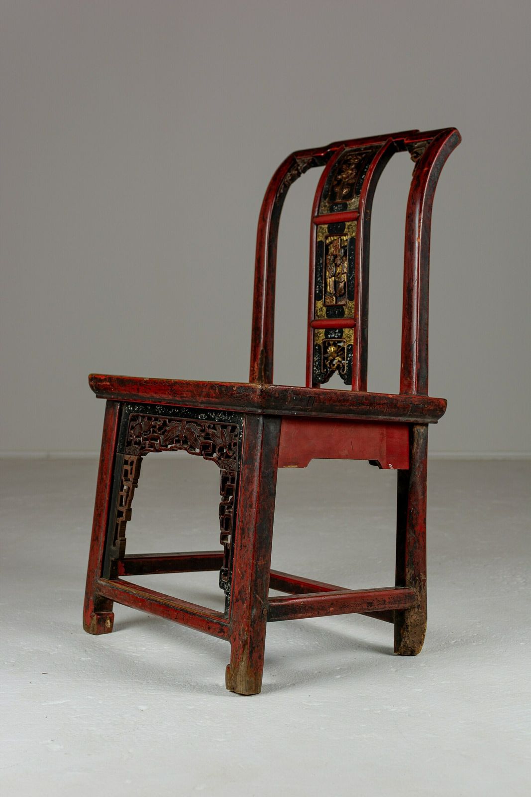 Pair Of 19th Century Chinese Red Lacquer And Gilt Wedding Chairs. Hallway Chairs. photo buy
