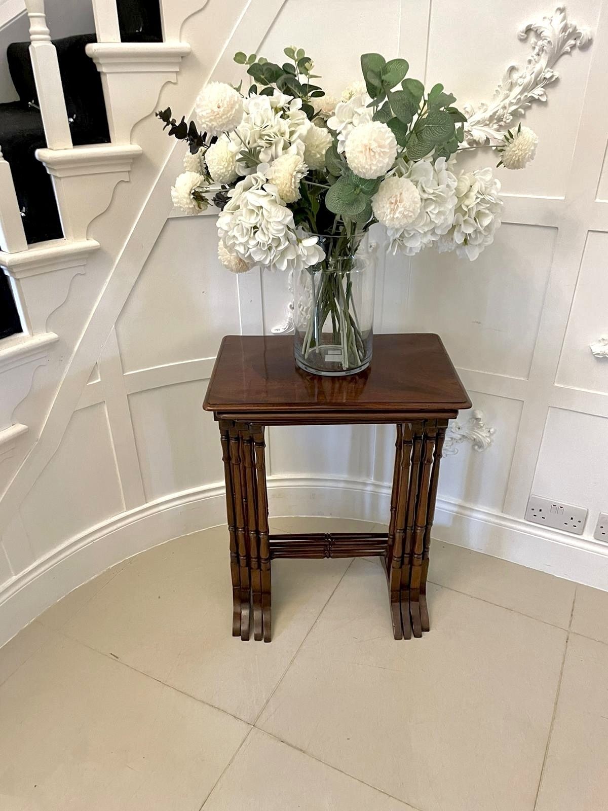 Antique Quality Figured Mahogany Nest Of Four Tables photo for sale