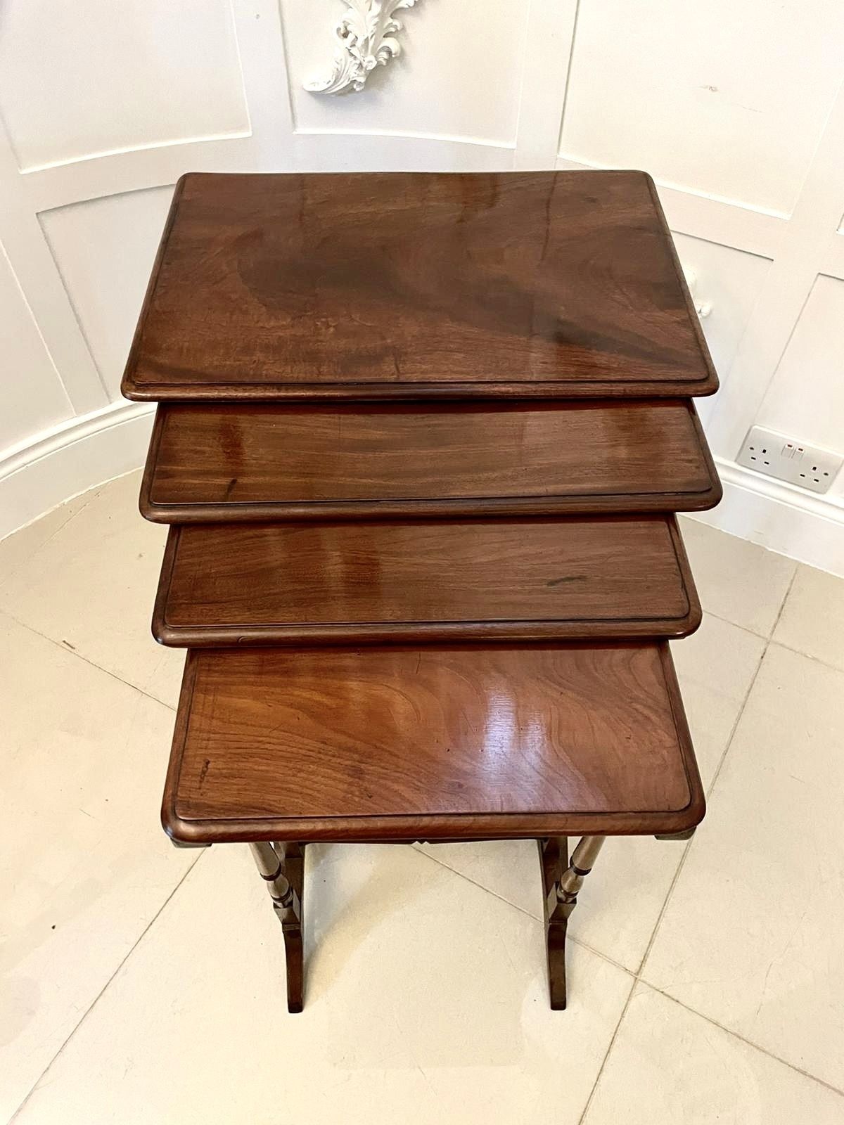 Antique Quality Figured Mahogany Nest Of Four Tables photo buy