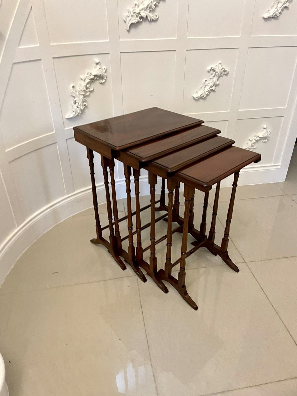 Antique Quality Figured Mahogany Nest Of Four Tables