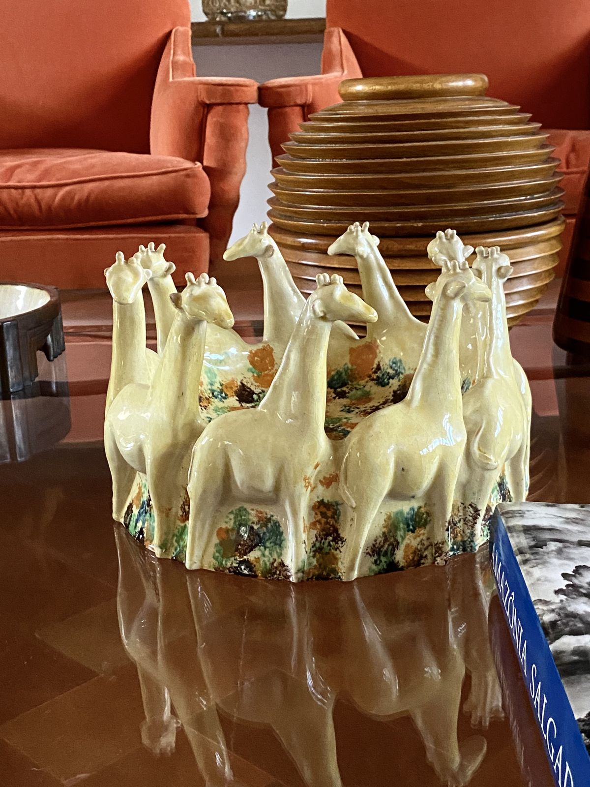 Home Decor Postmodern Giraffe Ceramic Centerpiece / Vide Poche, Nd Dolfi Montelupo Italy, 1990s photo