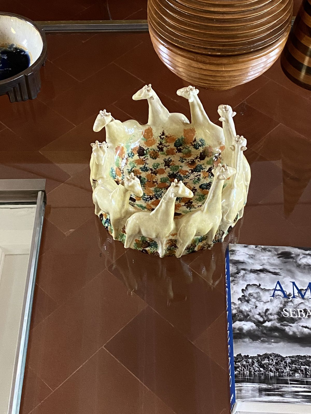 photo buy Postmodern Giraffe Ceramic Centerpiece / Vide Poche, Nd Dolfi Montelupo Italy, 1990s
