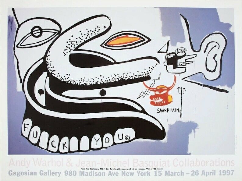 Andy Warhol X Jean Michel Basquiat   Collaborations   Dentures   Stunning Original Exhibition Poster From 1997