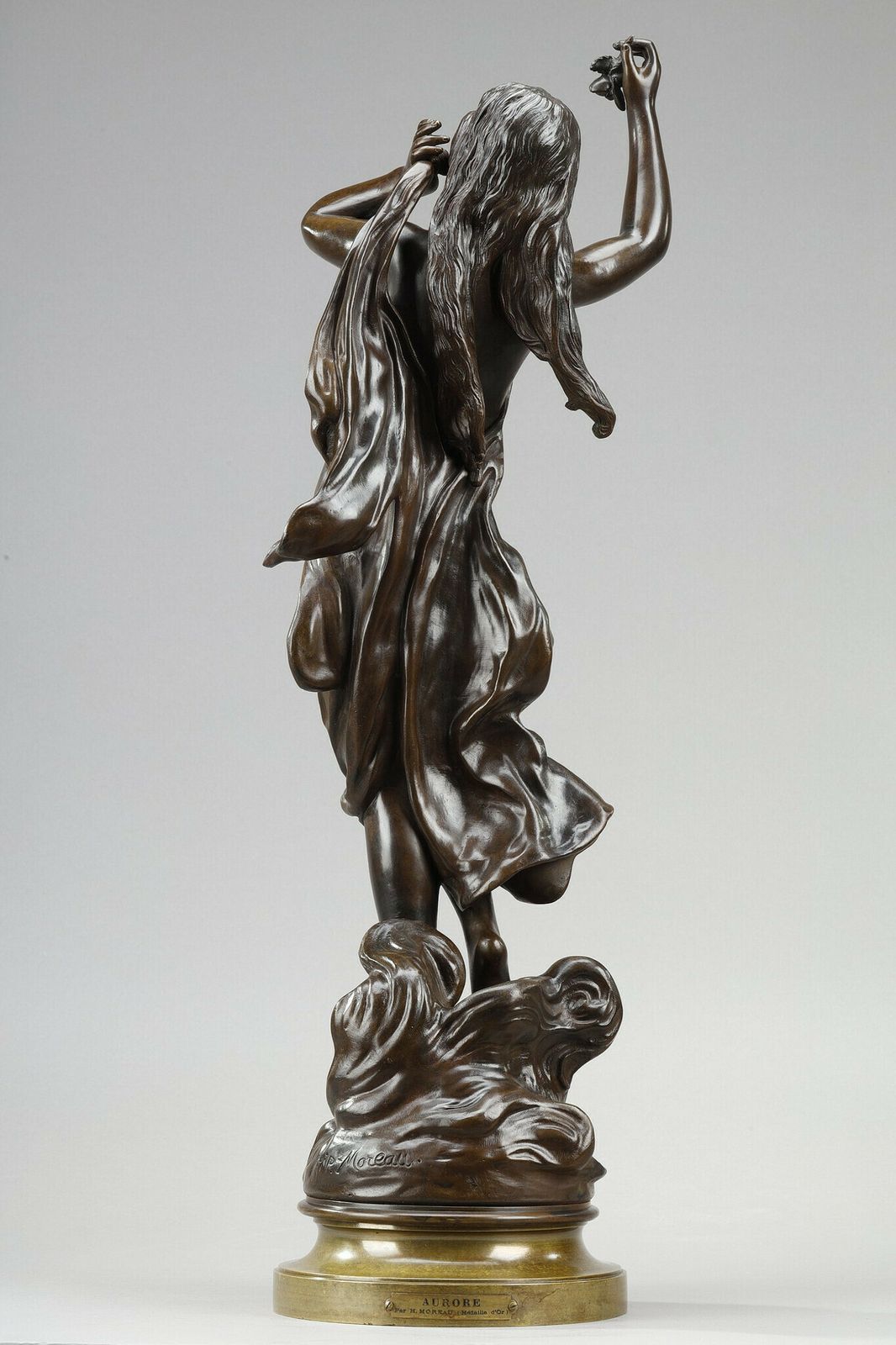 "L'aurore" (Dawn): Shaded Brown Red Patina Bronze Proof, After Hippolyte Moreau photo vinterior