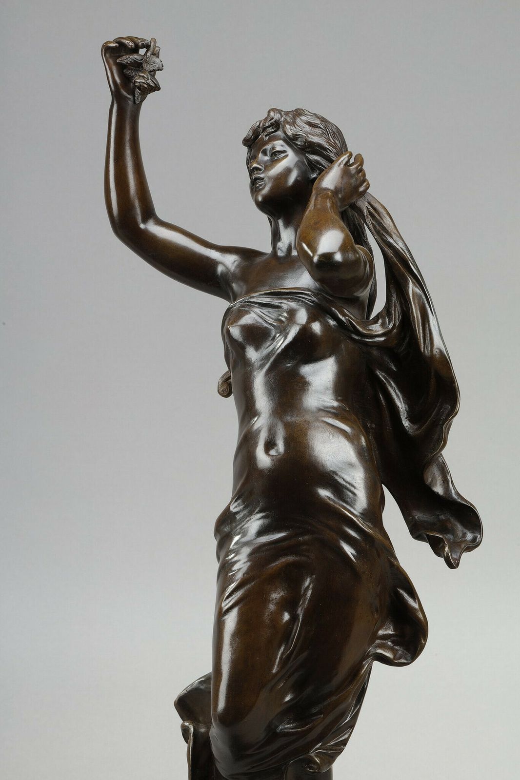 "L'aurore" (Dawn): Shaded Brown Red Patina Bronze Proof, After Hippolyte Moreau photo vintage